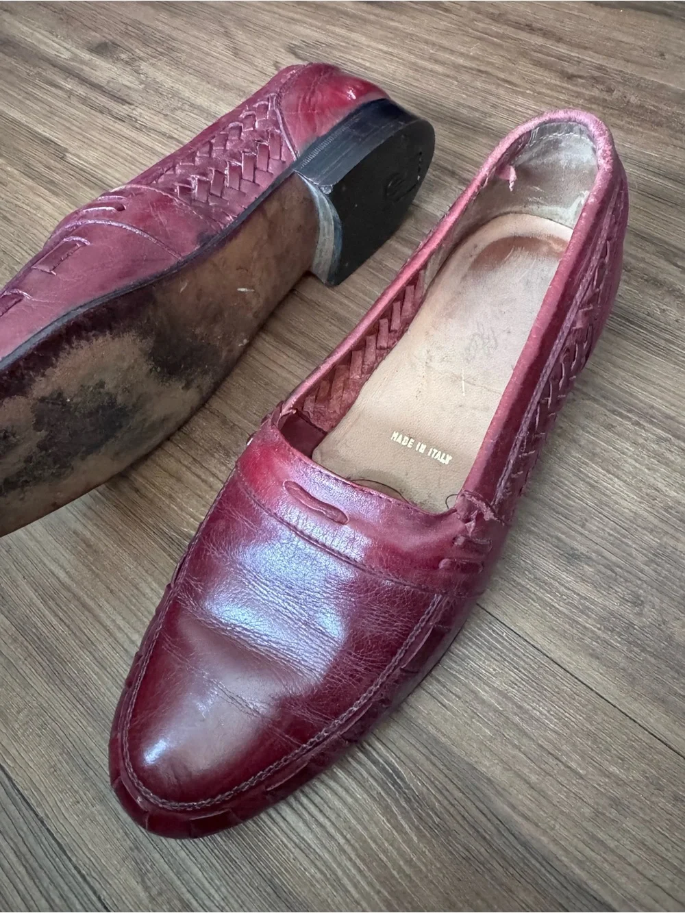 Vintage Men's Bill Blass Burgundy Leather Slip-On Loafers